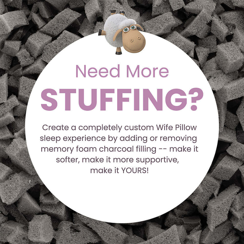 Wife Pillow Extra Filling Bag Memory Foam Charcoal