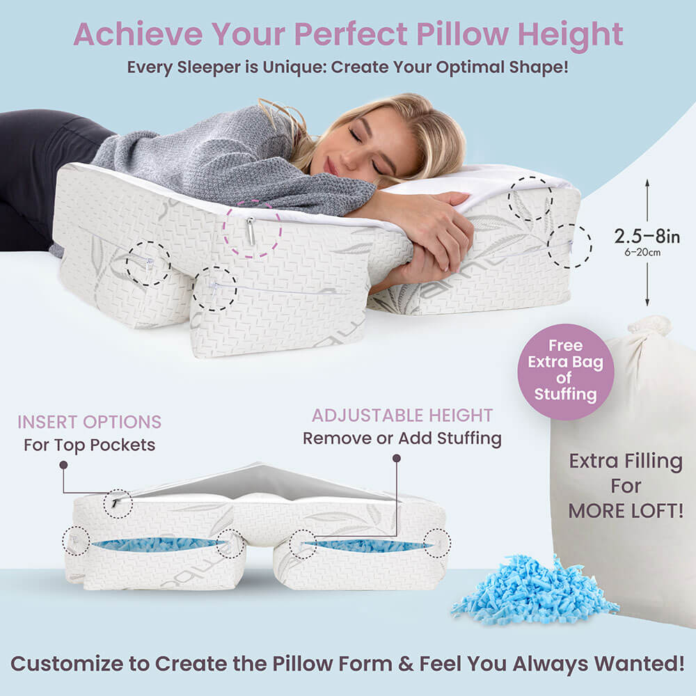 Wife Pillow Extra Filling Bag Memory Foam Cooling Blue