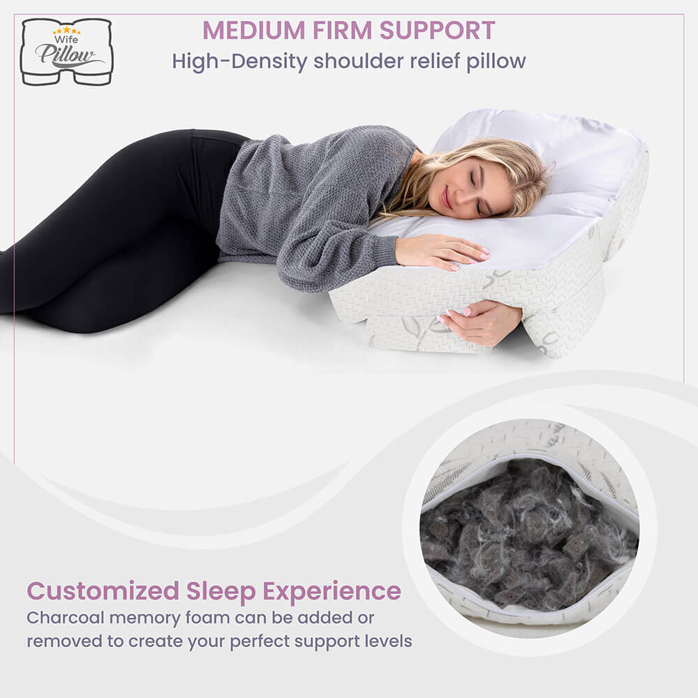 Customize Height Easily For Your Comfort Preference Pink Wife Pillow gift box with Certipur-US certified Cooling Memory Foam, Jersey Knit Pillowcase, VIP invite, 101 day money back guarantee