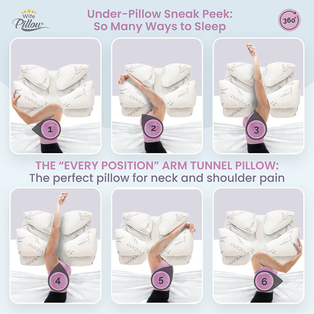 Multi-Arm Poistioning Pillow For All Seepers gift box with Hermetically clean vacuum sealed OEKO-TEX 100 certified memory foam.