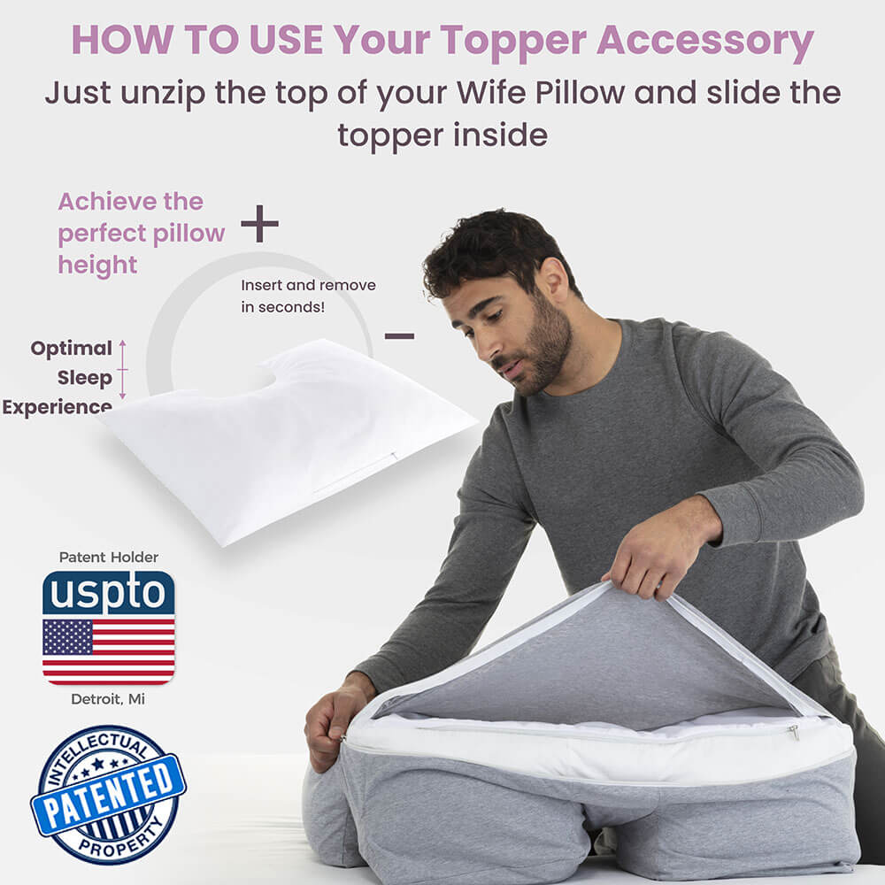 Down Feather Blended Topper for Wife Pillow: Flexible, adjustable, plush comfort for a better night's sleep.