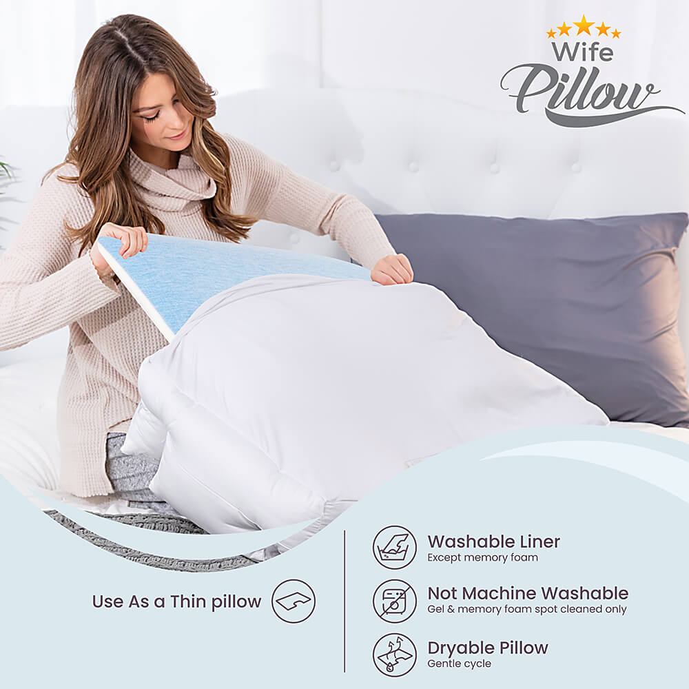 Firm Cooling Gel Support Memory Foam Insert for Wife Pillow