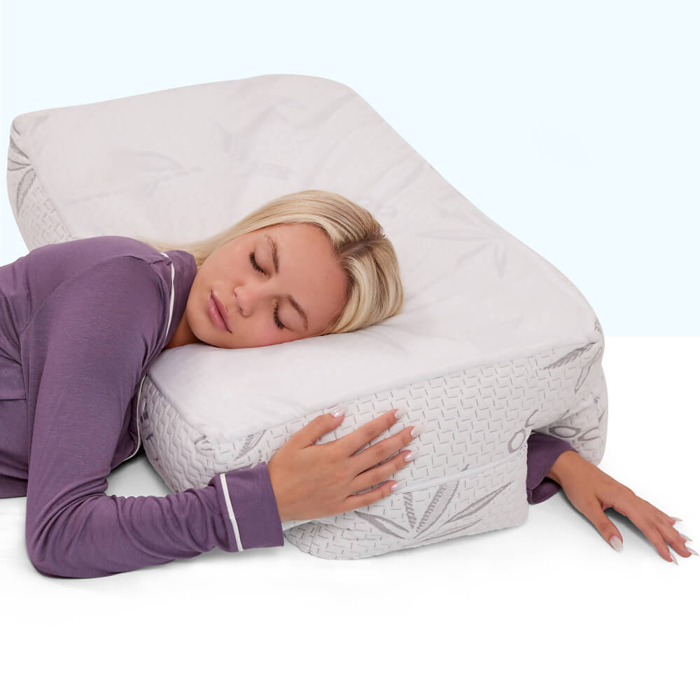 SG - Wife Pillow - Arm &amp; Body Position Bed Pillow - Bamboo Shell &amp; Cooling Shredded Memory Foam Filled Pillow