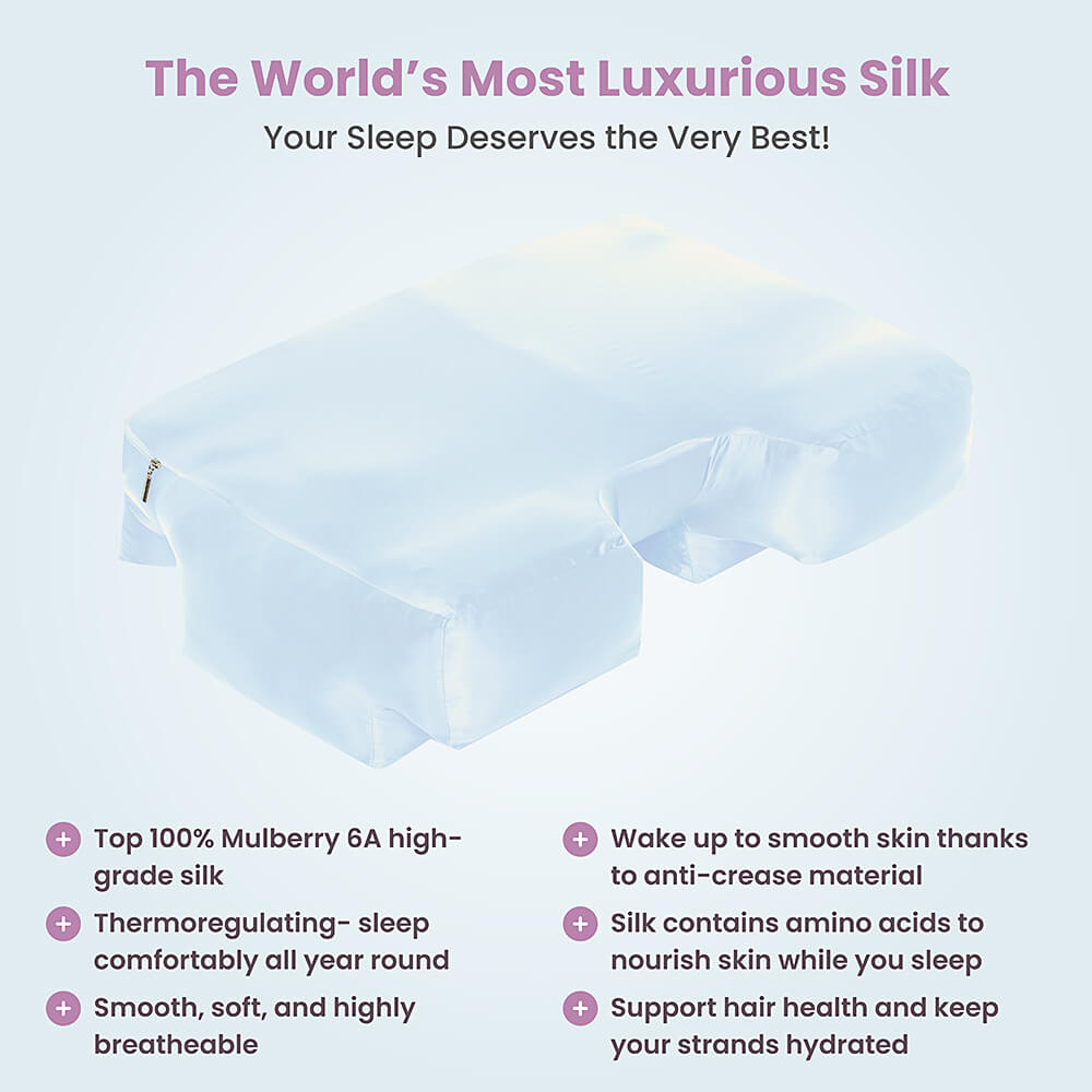 Silk pillowcase for Wife Pillow: 6A 22-Momme Silk for comfort, allergen-fighting, and hair protection.