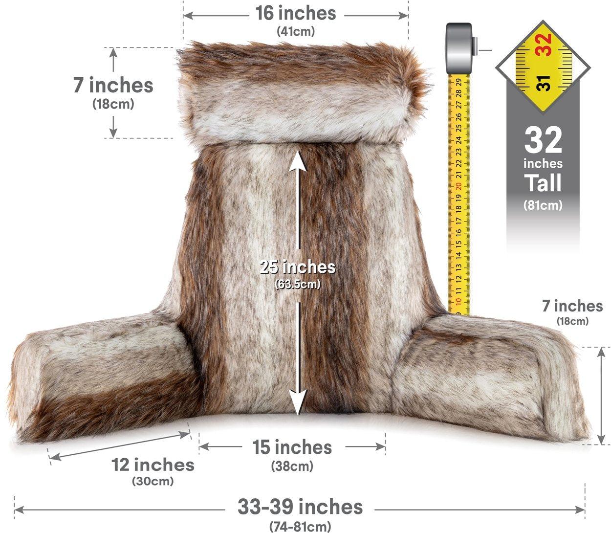 XXL Husband Pillow - Faux Fur Backrest Pillow with Arms Memory Foam - Two Side Pelt - Long / Short