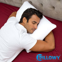 Man sleeping on his Pillowy, Talalay Latex Bed Pillow 