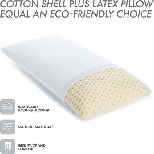 Talalay Latex Bed Pillow w/ Breathable Cotton Cover