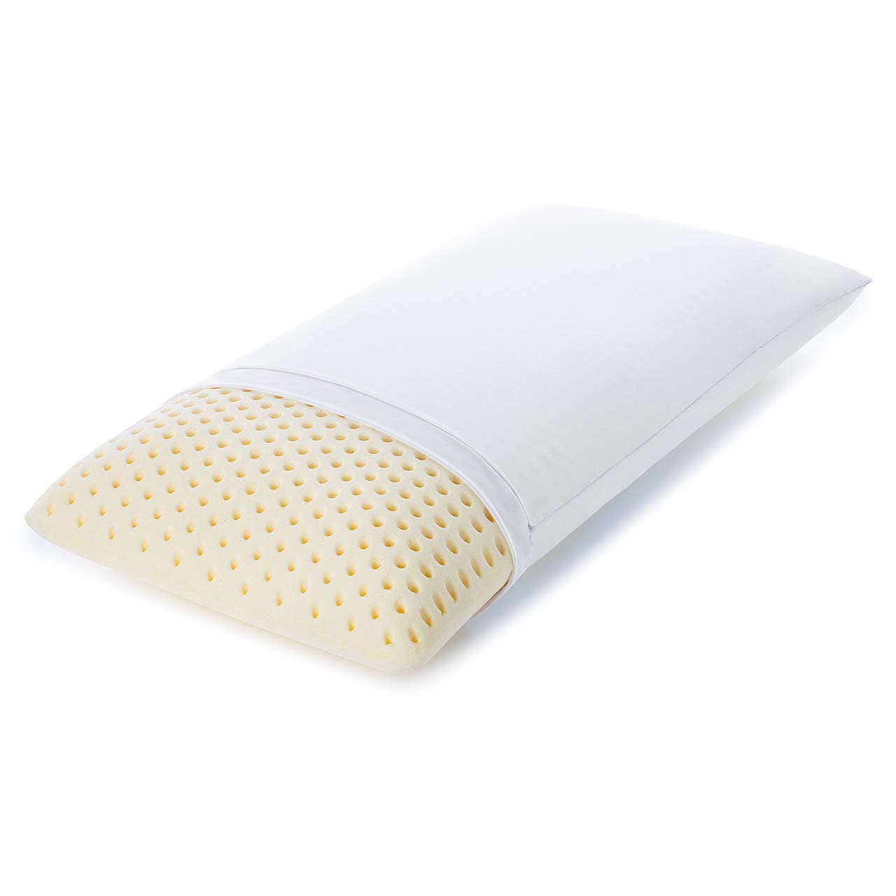 Queen Talalay Latex Bed Pillow w/ Breathable Cotton Cover