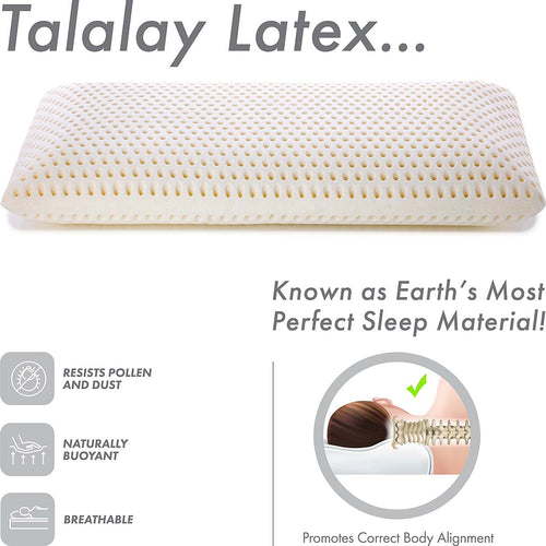 King Talalay Latex Bed Pillow w/ Breathable Cotton Cover